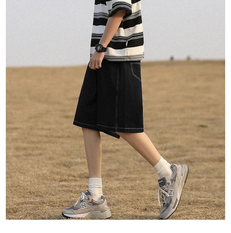 Product Introduction of American Style Vintage Denim Shorts Men's Loose Fit Straight Leg Casual Pants Trendy Brand Japanese Style City Boy 15