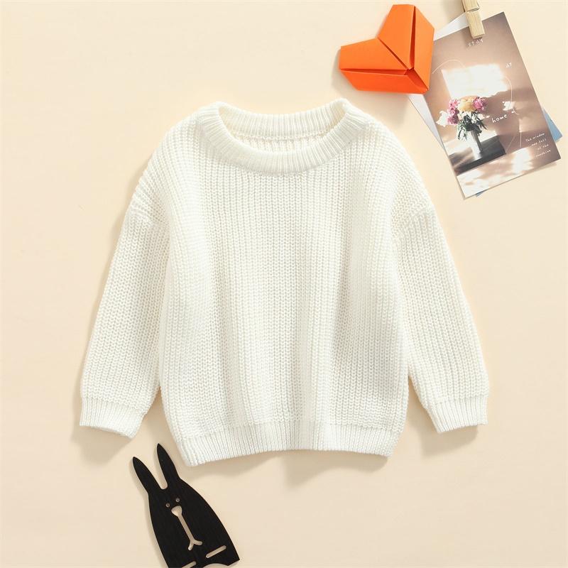 Product Introduction of Baby Girls Boys Autumn Winter Knit Sweater Solid Color Long Sleeve Crewneck Knitwear 47