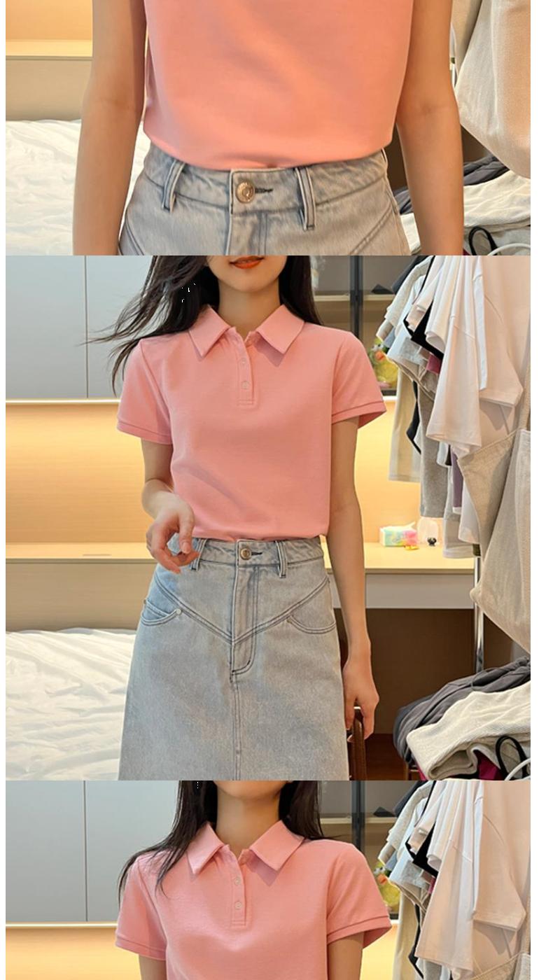 Product Introduction of White Short Sleeved T-Shirt For Women In Summer 2025, New Loose Polo Collar Small Shirt, Slimming And Versatile Shoulder Top, Autumn 10