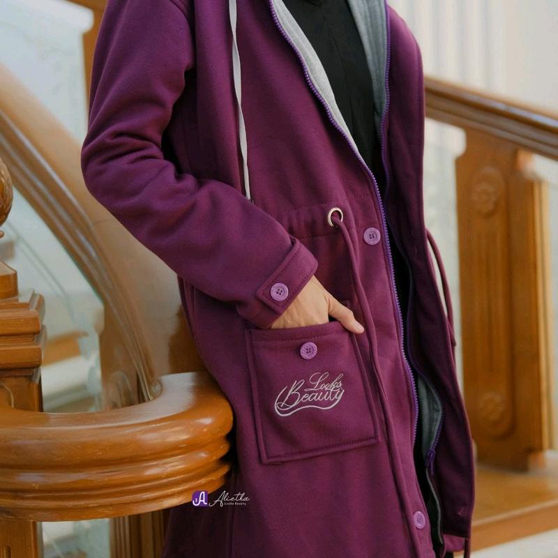 Jaket Outer Hijabers by Alietha | Jaket Muslimah Panjang | Jaket Babyterry Murah Wanita Basic 7