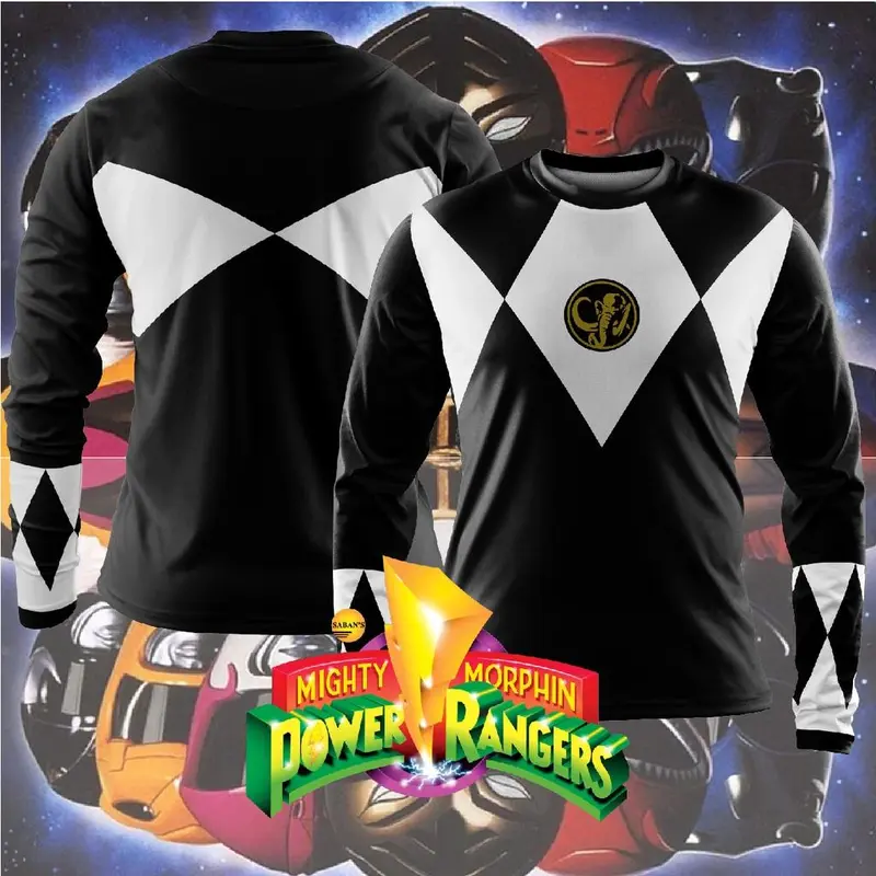 POWER RANGERS MIGHTY MORPHIN BLACK COSPLAY (Long sleeved style ...