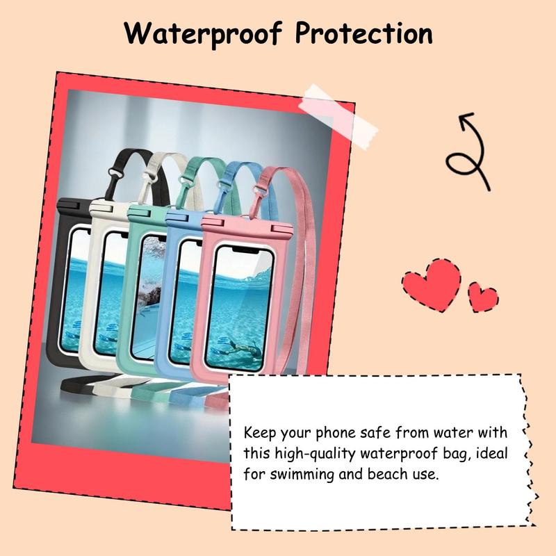 Waterproof Phone Bag, 1 Count Universal Large Capacity Phone Case with Lanyard, Swimming Phone Bag, Phone Accessories for Swimming, Beach, Pool, Unique Phone Cases 1