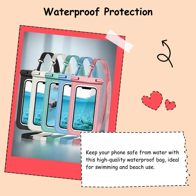 Waterproof Phone Bag, 1 Count Universal Large Capacity Phone Case with Lanyard, Swimming Phone Bag, Phone Accessories for Swimming, Beach, Pool, Unique Phone Cases 1