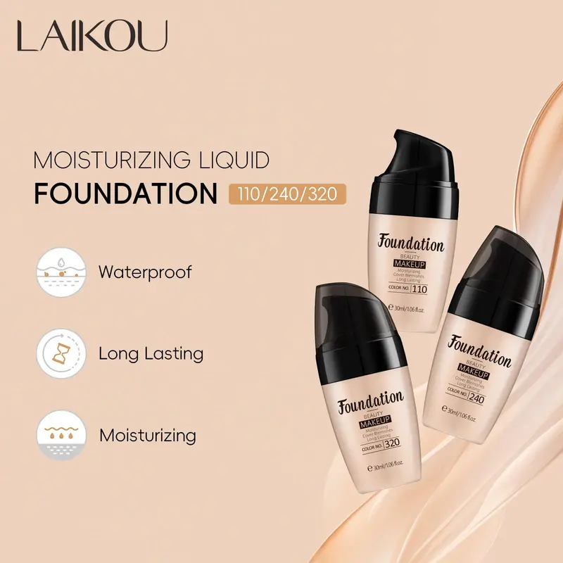 Long-lasting Foundation & Sponge Set, Moisturizing Foundation & Sponge, Waterproof Makeup Set, Makeup Accessories for Women 3