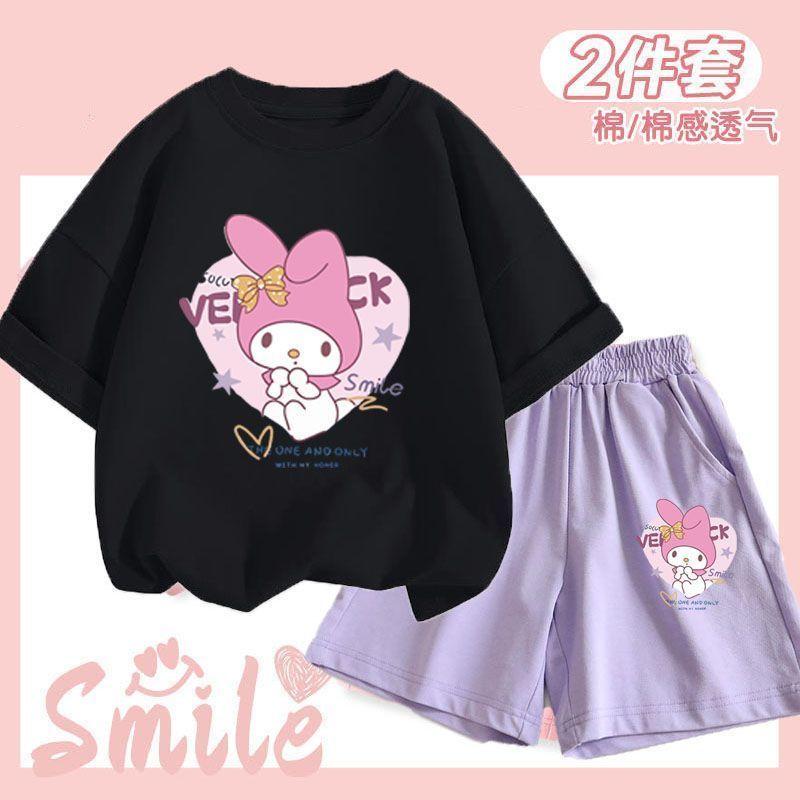 Product Introduction of Clow M Children's Summer Short Sleeve Suit Girls' Shorts Summer 2024 New Melody Clothes Two-Piece Suit Fashion 6