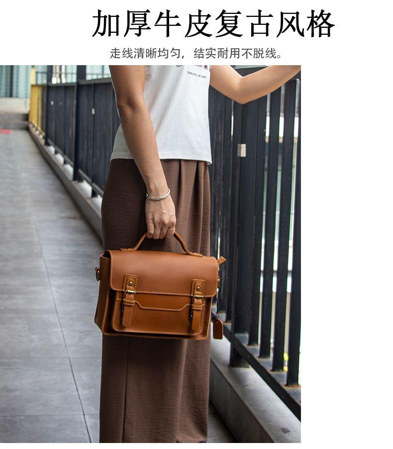 Product Introduction of Túi Xách Da, Da Thật, Da Bò Lớp Một Cho Nam, Phong Cách Cổ Điển, Túi Nữ, Da Ngựa Điên, túi Messenger, Túi Messenger Đeo Vai, Thích Hợp Đi Lại 5