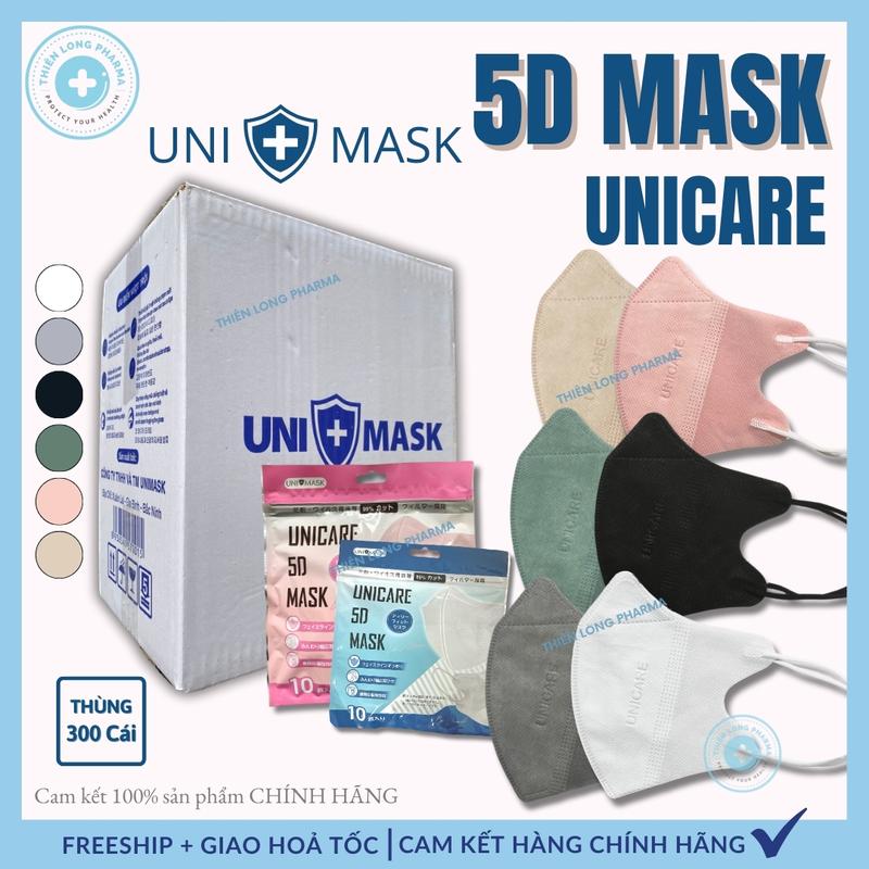   Thùng 300 Cái  Khẩu trang 5D Uni Mask 3 lớp kháng khuẩn UNI CARE - Hàng chính hãng khẩu trang  5d 