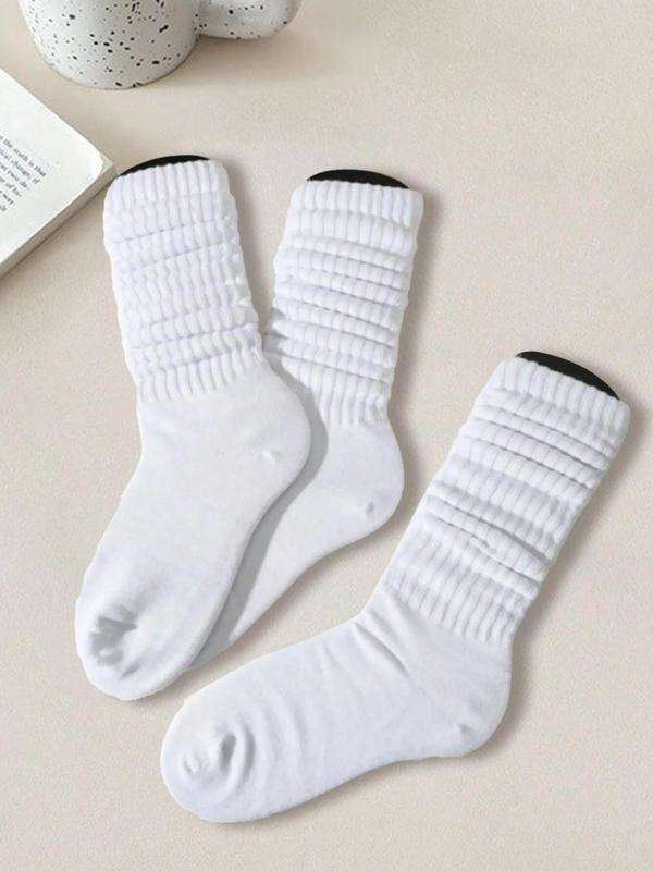 Unisex 3 Pairs Solid Color Crew Socks, Minimalist Casual Basic Moisture ...