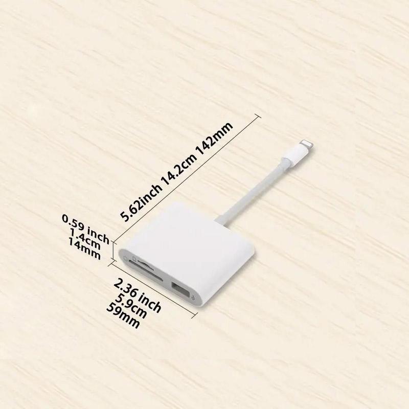 Product Introduction of SD Card Reader for iPhone, 1 Count Plug & Play Memory Card Reader with USB Camera Adapter, Trail Game Camera SD Card Viewer for iPad 1