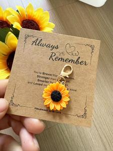 Llavero con Diseño de Girasol con Tarjeta de Regalo, Llavero en Forma de Flor Lindo para Mujeres y Hombres, Llavero de Moda para Decoración de Ropa Diaria, Regalo de Cumpleaños