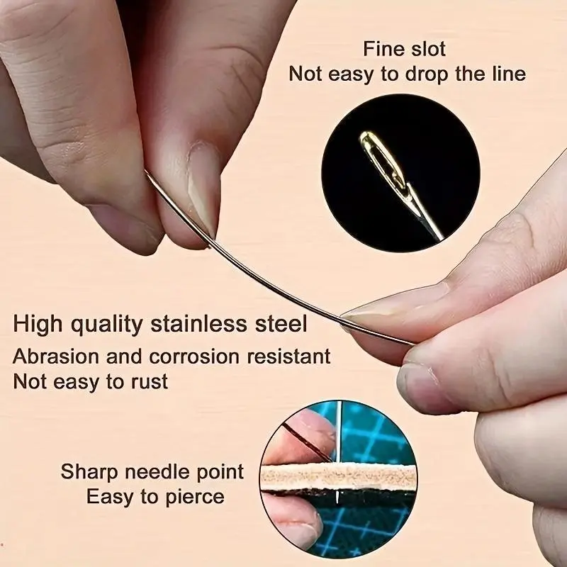 Stainless Steel Self-threading Needle Set, 30pcs/set Multipurpose Household Hand Sewing Needle with Wooden Needle Case, Sewing Supplies for Home Use 5