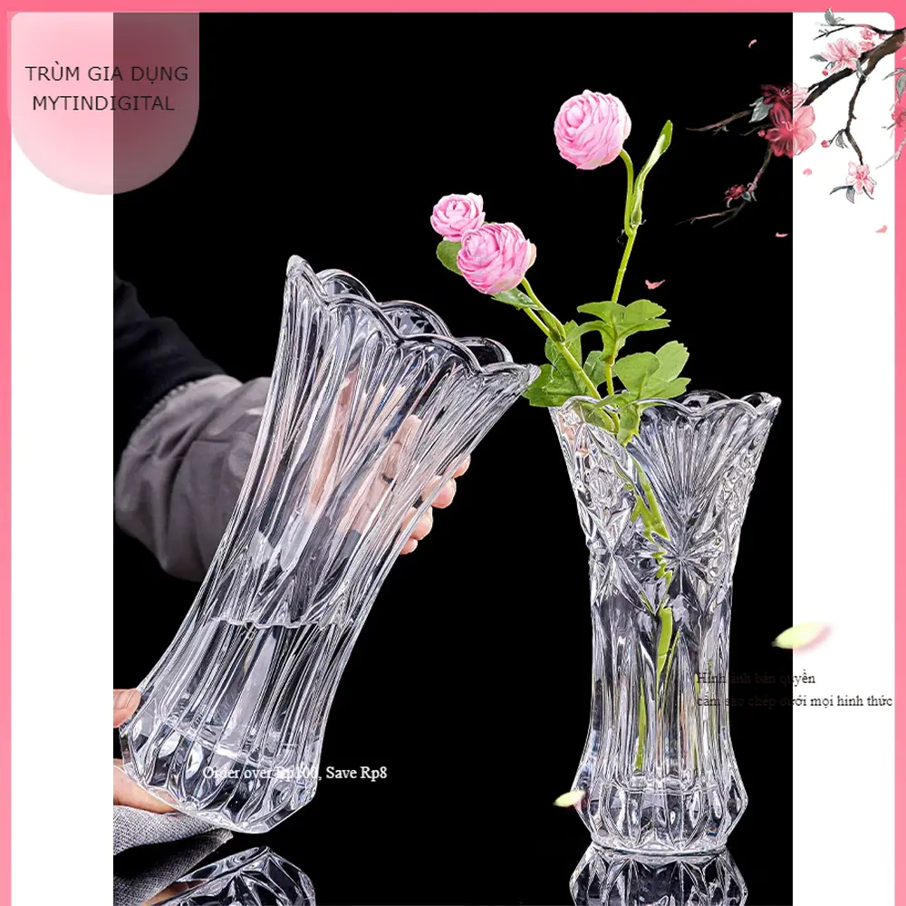 Lọ hoa màu cắm hoa cao 25cm thuỷ tinh cao cấp sang trọng - Bình hoa thủy tinh màu cao cấp