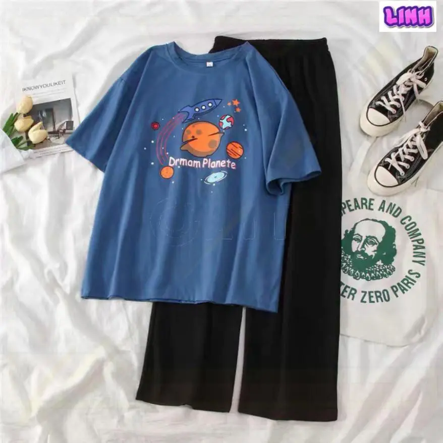 [FREESHIP]Sét Áo Hành tinh Drman Và quần suông trơn, Sét bộ Unisex chất đẹp THỜI TRANG HÀN QUỐC   NGỌC LINH FASHION