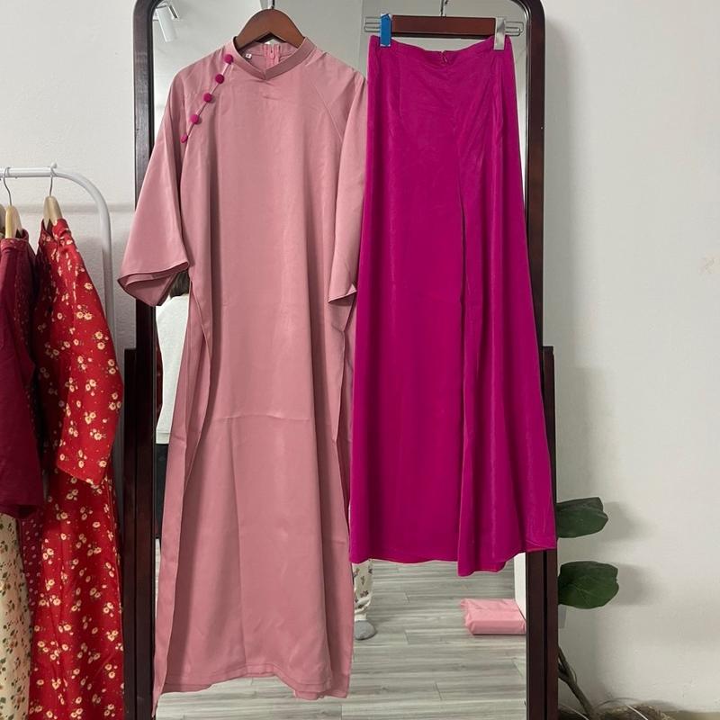 Áo dài lụa Vịnh Xuân dáng cách tân 9