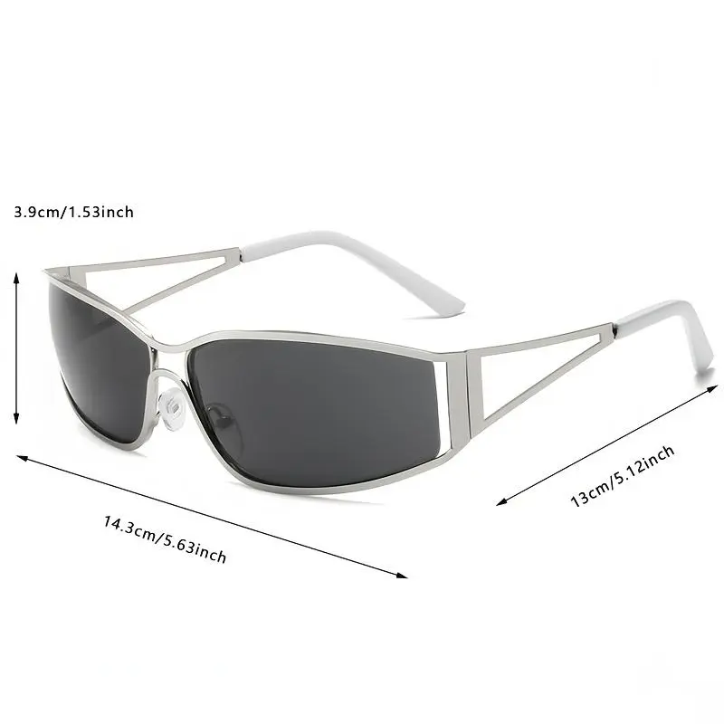Metal Frame Glasses| Futuristic Y2K Cat-Eye Fashion Glasses for Women & Men - Stylish Hollow Frame, Small Rectangular Lenses, Perfect Activities, Party Wear, Glasses|Y2K Fashion|Lightweight Design, Accessories mother's d 3
