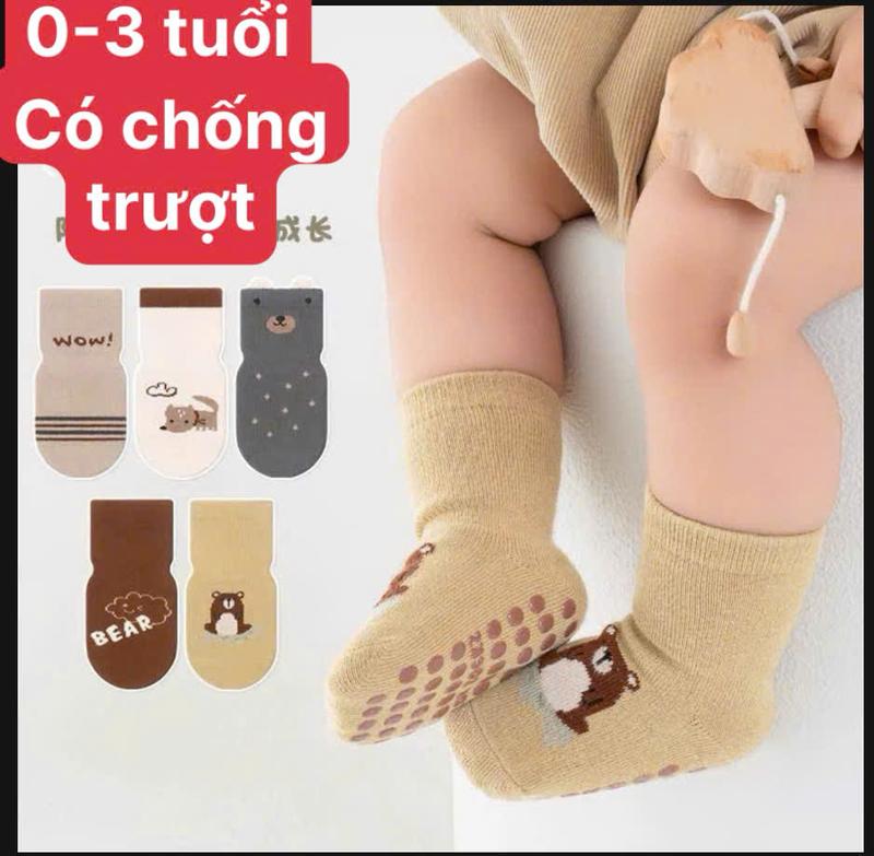 Sét 10 đôi tất trẻ em sơ sinh từ 0- 3 tuổi chất đẹp có chống trượt ngã -shop cso tách lẻ 5 đôi cho khách mua ít Cotton