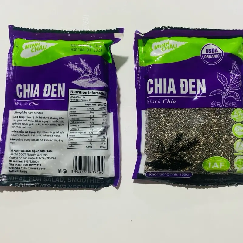 Combo 2 gói Hạt chia đen uống nước ,nấu chè dưỡng nhang