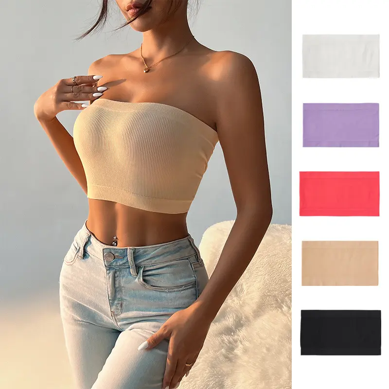 Seamless Word Chest Wrapping Ice Silk No Trace Breathable Back Knitted Base Skincare One Piece Underwear for Women