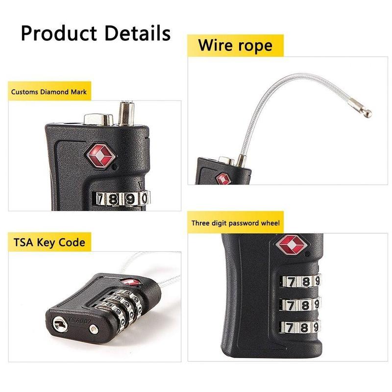 Customs Code Lock for Travel Luggage Password Changeable Lock Contrast Color Design Padlock TSA 4
