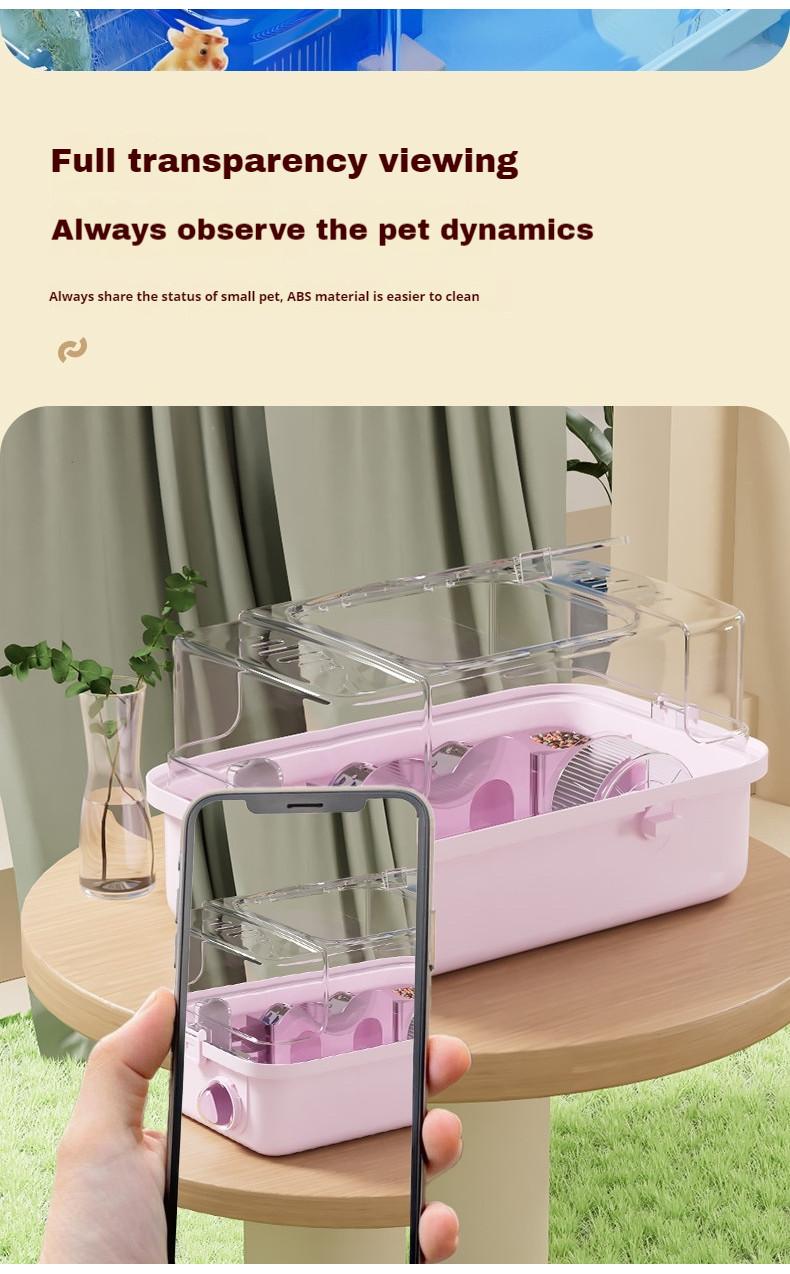 Product Introduction of 【45*28*25cm】SG STOCK Hamster Cage Small Animal With Accessories 360 Viewing Acrylic Hamster Cage Portable Cage 12