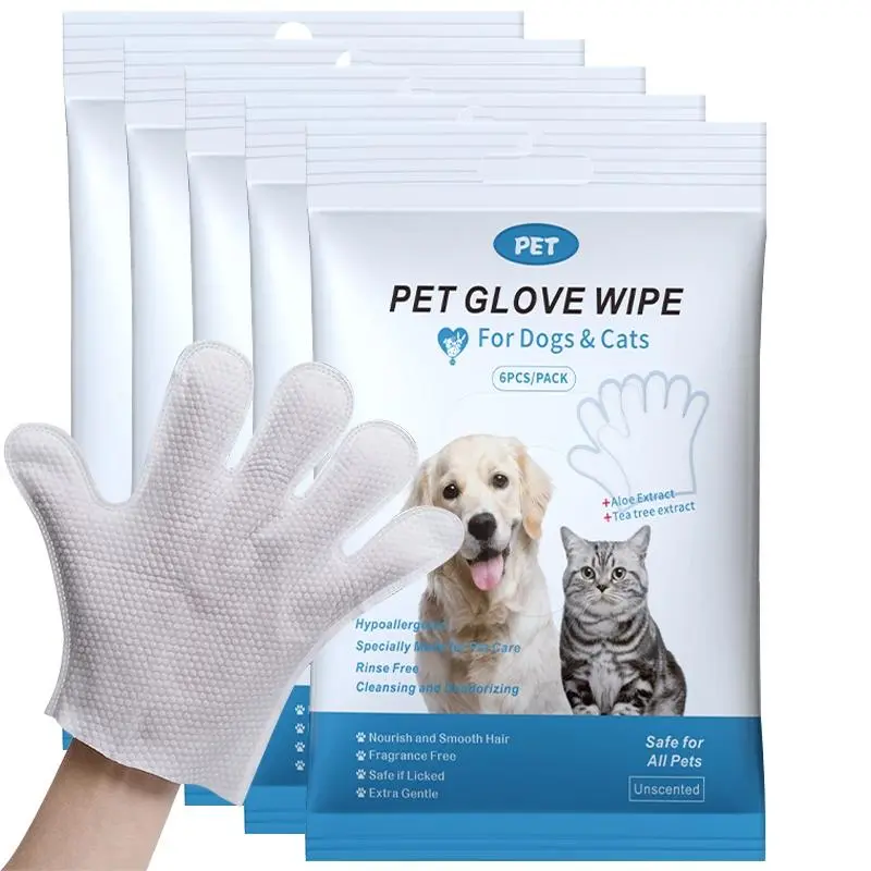 【No skin damage, quick cleaning】 D-One   Pet dog clean no hand sanitizer, pet no hand sanitizer wipes clean cat, pet dog clean wipes dry clean 6 Pcs