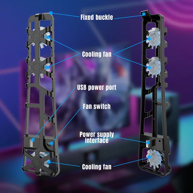 Cooling Stand for PS5 Slim Console, 3-speed Adjustable Console Cooling Stand with Memory Function, Console Accessories for Digital & CD-Version 4