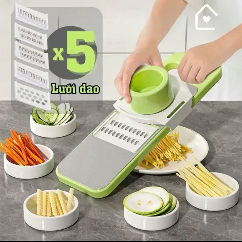 ￼Bộ nạo rau củ quả 5 lưỡi dao, INOX 304 không gỉ, đồ bào rau củ đa năng cao cấp đa năng tiện dụng nhà bếp 0