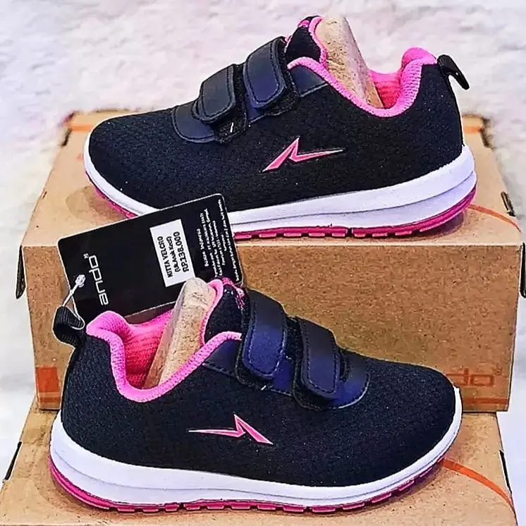 sepatu sekolah anak ando nitta velcro/bsc35 hitam putih sz 29-36 sepatu anak perempuan/laki-laki terbaru Fashion 5