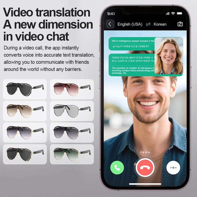 AI Translation Smart Bluetooth Glasses Call Music Headset Glasses Metal Frame Gradient Color Sport Sunglasses For Men Women - Image 5
