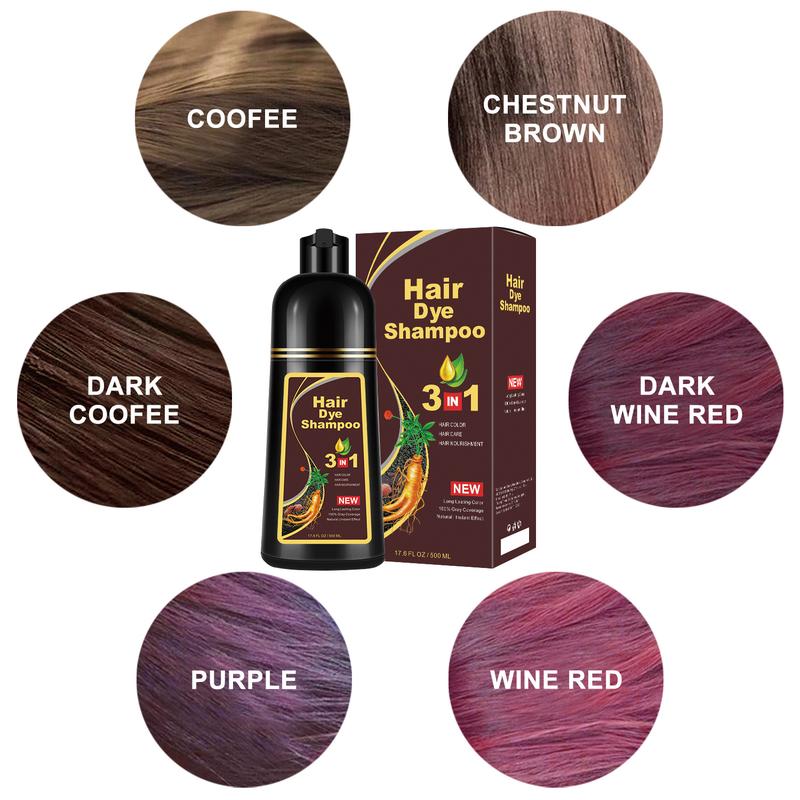 3 in 1 Black Hair Dye Shampoo - Can cover gray hairs,Herbal Ingredients Natural Hair Colour Shampoo,Contains Ginseng Extract,Natural Haircoloring,Phytocare,salon Haircare deep  conditioner Naturalblack 1