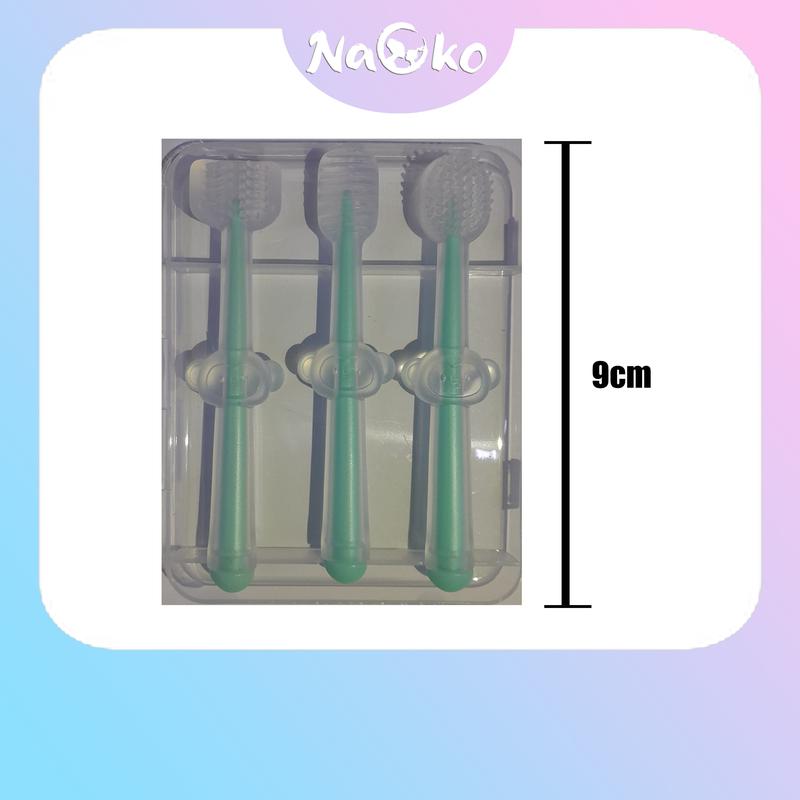 NAOKO Sikat Gigi Lidah Bayi Silikon 3in1 Food Grade GRATIS Kotak Case 4