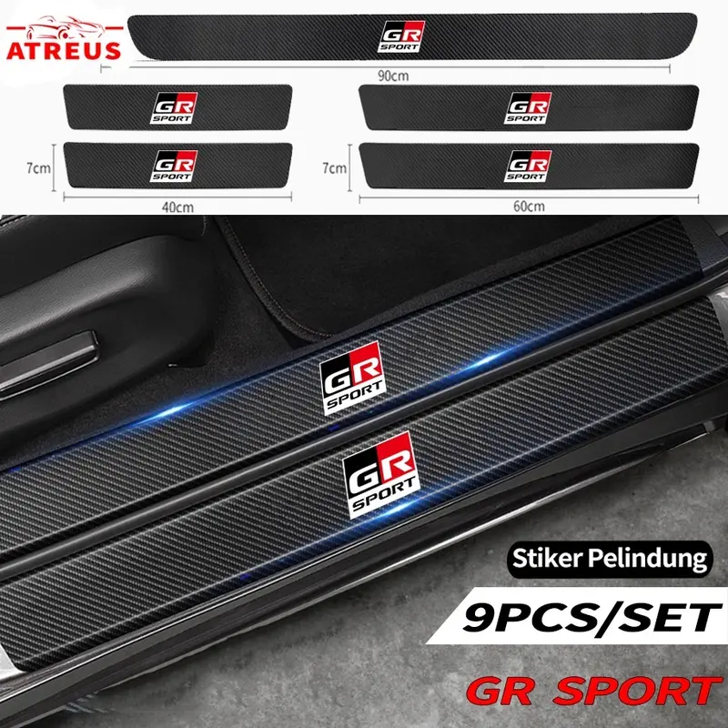Stiker Pelindung Pintu Mobil Toyota Avanza Rush Kijiang Innova Calya Razie Yaris Wish Corolla Cross Bahan Karbon Fiber 0