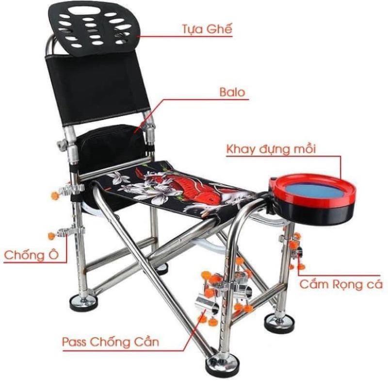 Ghế Cá Chép Đầy Đủ Phụ Kiện , Ghế Câu Đài , Ghế Câu Cá Tựa Cao
