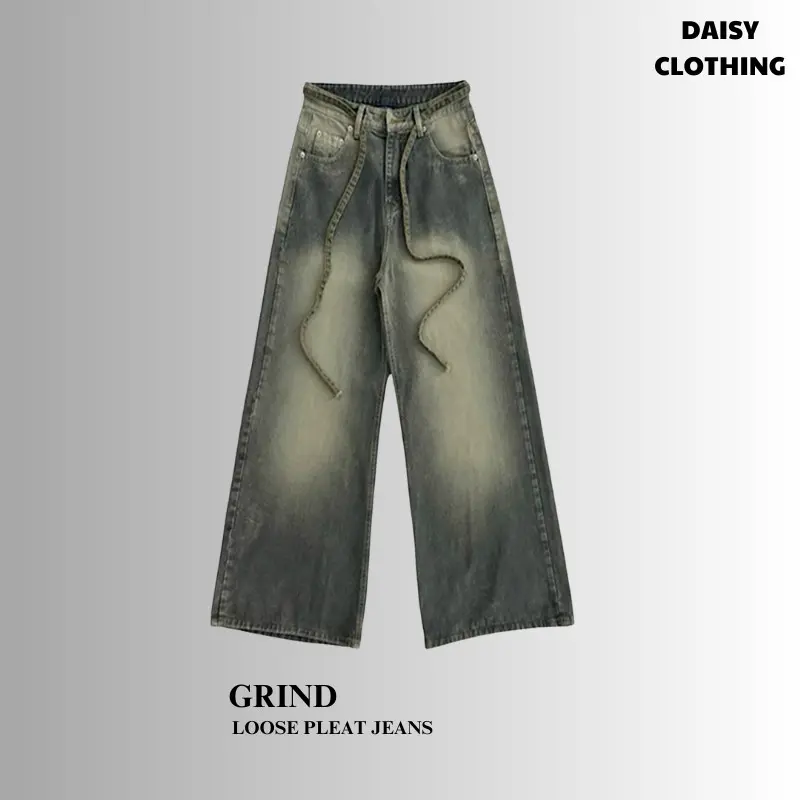 Quần jean nữ ống rộng cạp cao phối dây trẻ trung, năng động Women Pants 0