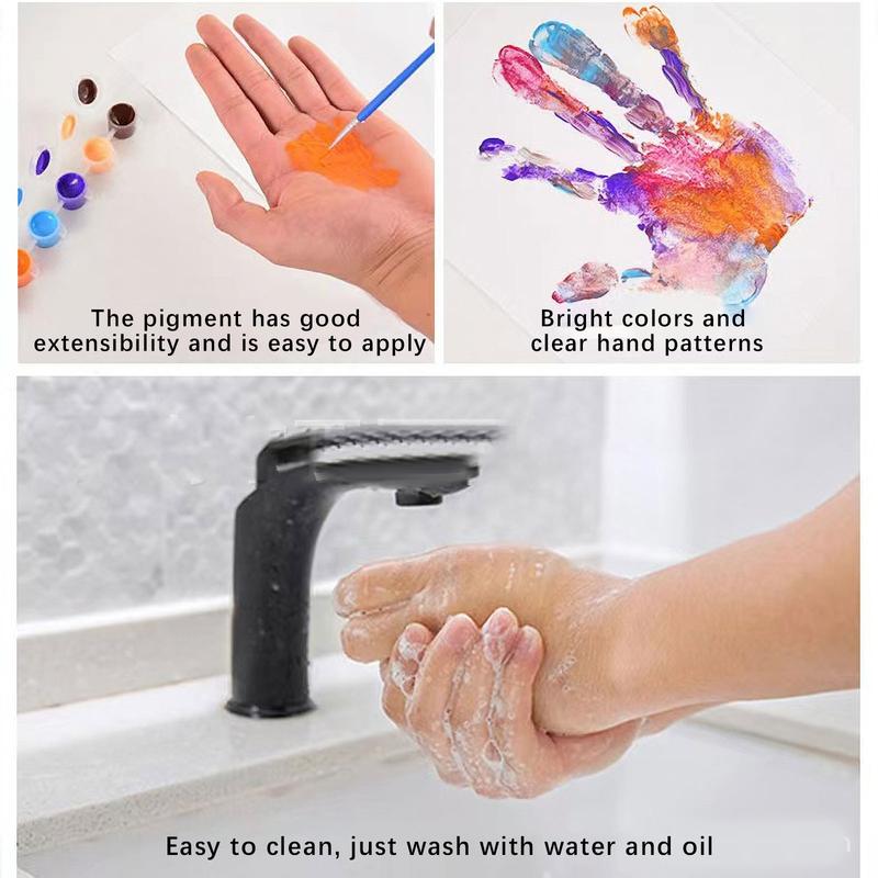 Family Handprint Kit Clear Family Hand Print Kit With 6 Paints Pen  DIY  Keepsake Wooden Frame Home Family Handprint Frame Gift 5
