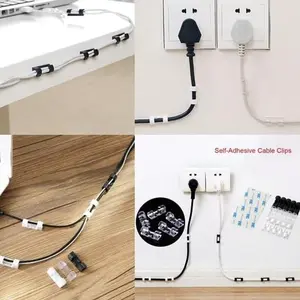 YS Klip Kabel Tempel Isi 20pcs / Klip Perapih Kabel / Cable Clip Organizer / Clip Kabel Serbaguna Meja