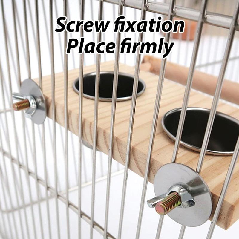 Wooden Bird Feeder with Wooden Platform, Removable Water Cup, Parrot Feeder, Pet Supplies, Feeding Tools 4