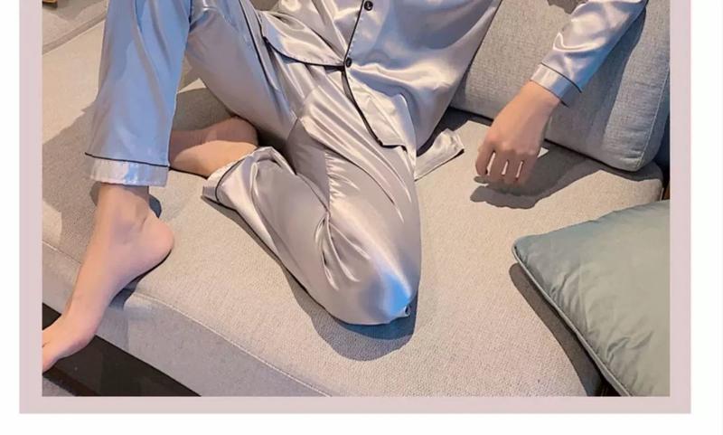 Product Introduction of Bộ Đồ Ngủ Nam, Chất Liệu Lụa Lạnh, Quần Dài Tay Mùa Xuân Và Mùa Thu, Mỏng Và Rộng Rãi, Ngoại Cỡ, Thích Hợp Mặc Nhà, Bộ Đồ Hai Mảnh Mùa Hè 14