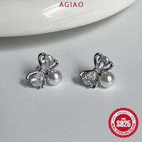 Gambar AGIAO 5A Zircon Bow Pearl Stud Earrings Wanita Kecil Lucu Indah Premium Earrings - anting pejantan dari A.GIAO.ID Kab. Gresik 4 Tokopedia