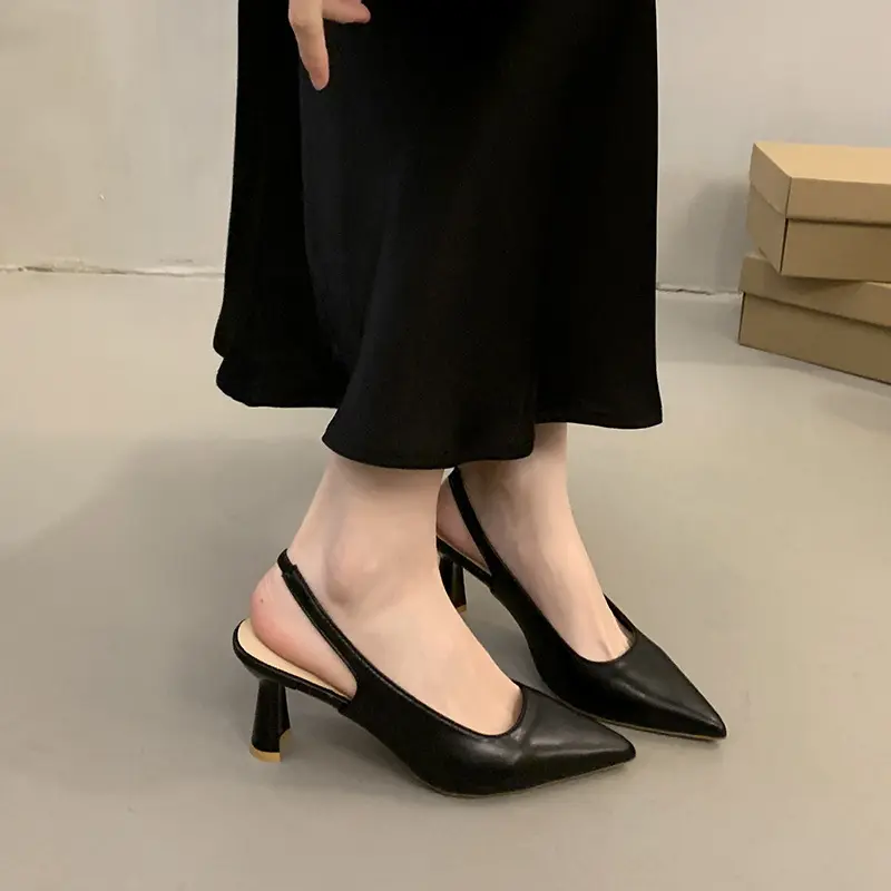 Thin toe sandals, non-tiring women's shoes, high heel sandals, pointed high heels, black, beige, khaki, sizes 35-41
