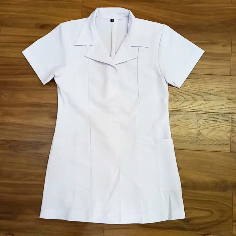 Áo Blue, Blouse trắng Dáng Ngắn Ngang Đùi Nam Nữ  Cộc Tay vải lon nhật - Dành Cho Y Tá, Dược Sĩ, Điều Dưỡng 2