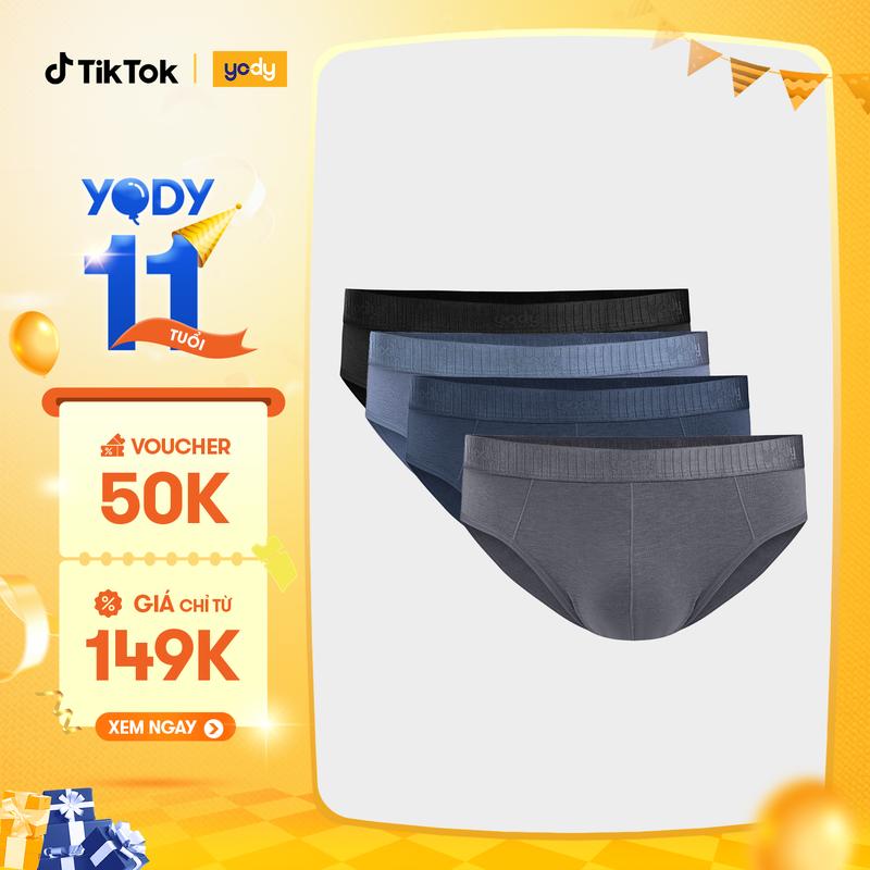 [Không Đổi Trả] YODY COMBO 2 Quần Sịp Nam Cùng Màu Cạp Sọc 3cm Mềm Thoáng QCM6009