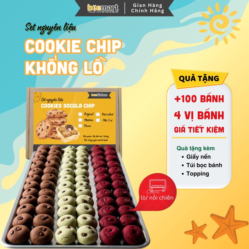   SET KHỔNG LỒ  Làm Cookie Socola nhà Bee - Thành phẩm +100 chiếc bánh - 4 hương vị  trà xanh cacao truyền thống red velvet  - Bánh dễ làm ít ngọt dậm socola cao cấp cookies crinkles Chocolate Sô Cô La Ăn Vặt 