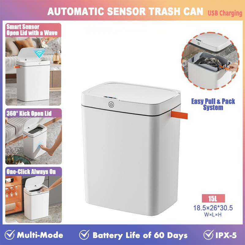 [SG Stocks] Automatic Sensor Trash Can, One-Click Packaging,Slim ...