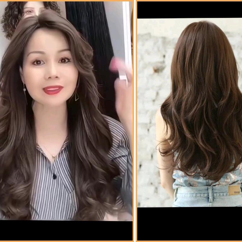 Tóc giả nữ nguyên đầu xoăn  hai   trung niên mẫu mới độc lạ ch_1832 tóc  giả Wig