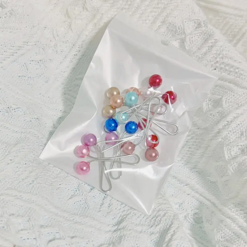 12 buah/pas Wanita muslim penjepit sutra mutiara U Pin mutiara ornamen gesper Jilbab Peniti Pita 8