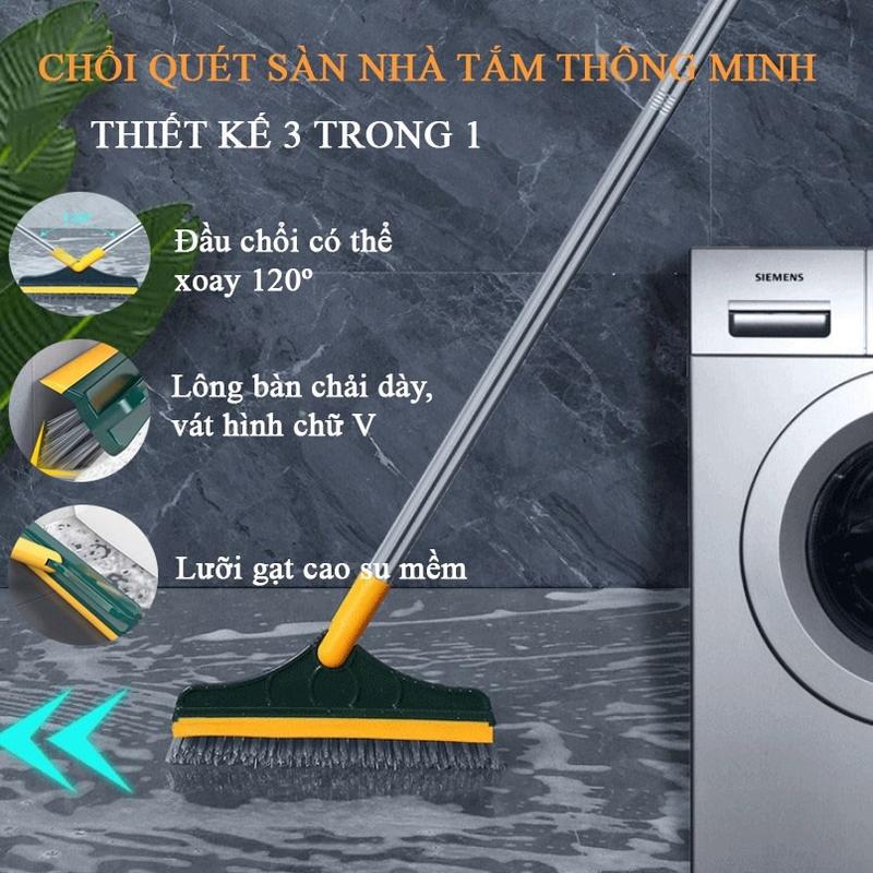 Chổi Cọ Sàn Và Gạt Nước Phòng Tắm Nhà Vệ Sinh Lau Kính Đầu Chổi Xoay 120 Độ Tiện Dụng Làm Sạch