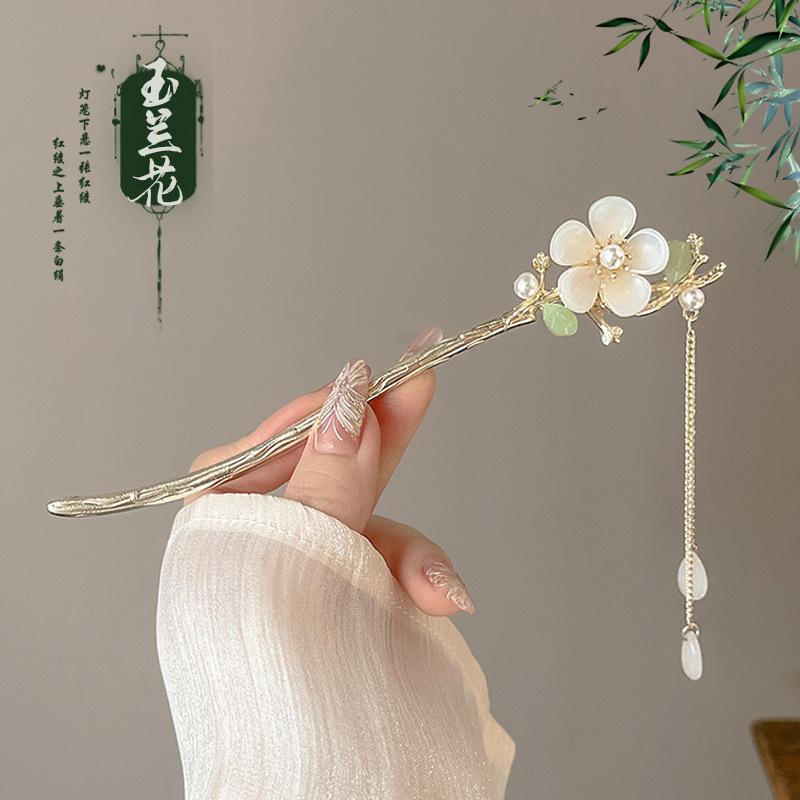 Kẹp Tóc, Phong Cách Trung Quốc Mới Cao Cấp, Kẹp Tóc Hoa Huệ Trong Thung Lũng, Siêu Thanh Lịch, Kẹp Tóc Tua Rua Lắc Bước, Phong Cách Cổ Trang, Phụ Kiện Tóc Hanfu, Mũ Cài Tóc 3