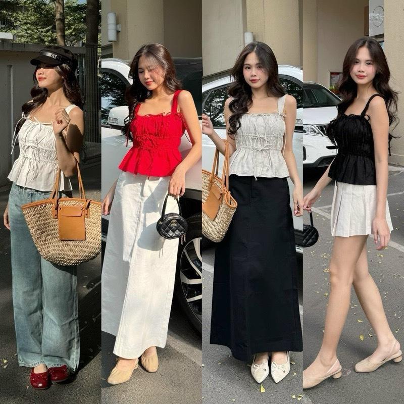 Áo Linen Hai Dây Bản To Bo Thân [Một Mẩu House]