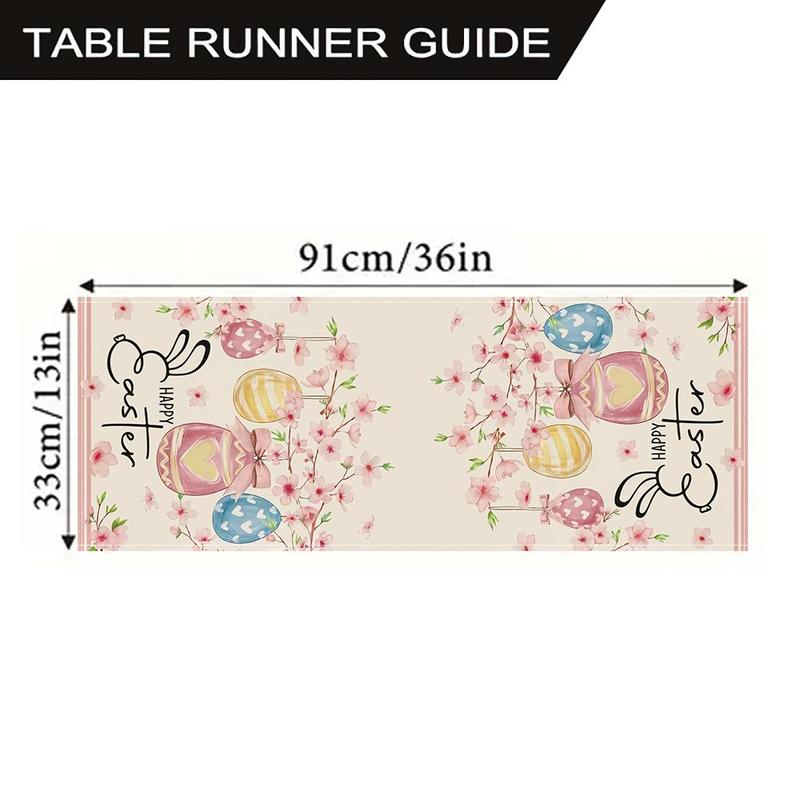 Easter Egg Pattern Table Runner, 1 Count Colorful Table Mat, Table Decoration Supplies for Home Kitchen Dining Room, Vanity Decor Accessories 2